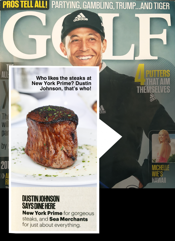 Dustin Johnson Says Dine Here